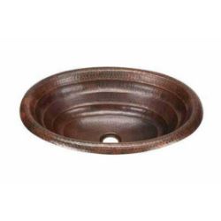 19" Oval Copper Bathroom Sink - Rings by SoLuna