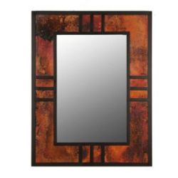 Mission Style Copper and Iron Trim Mirror