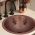 17" Round Copper Bathroom Sink - Fleur de Lis by SoLuna