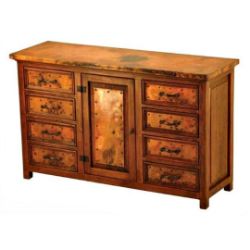 Francisco Copper and Old Wood Buffet - 1 Door and 8 Drawers