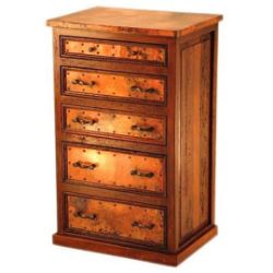 5-Drawer Tall Dresser with Copper Panels