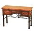 3-Drawer Writing Desk with Wrought Iron Base