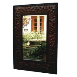 Large Rectangular Hammered Metal Mirror