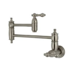 Restoration KS3108AL Two-Handle 1-Hole Wall Mount Pot Filler, Brushed Nickel