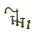 	Heritage KS1273AXBS Two-Handle 4-Hole Deck Mount Bridge Kitchen Faucet with Brass Side Sprayer, Antique Brass
