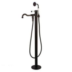 Kingston Brass English Country Single Post Tub Filler Faucet with Hand Shower - Porcelain Lever Handle