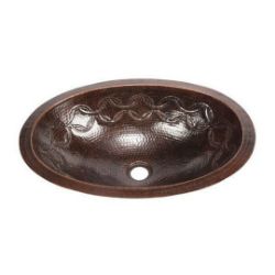 Picture of SoLuna Copper Bathroom Sink | 19" | Oval  | Joining Rings | Rolled Rim | Rio Grande | SALE