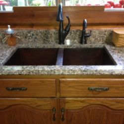 Hand hammered copper kitchen sink