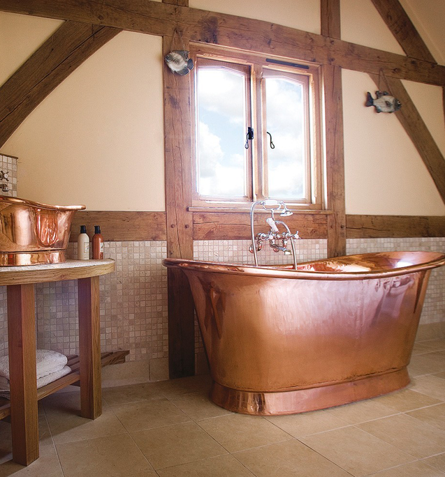 polished copper bathtub