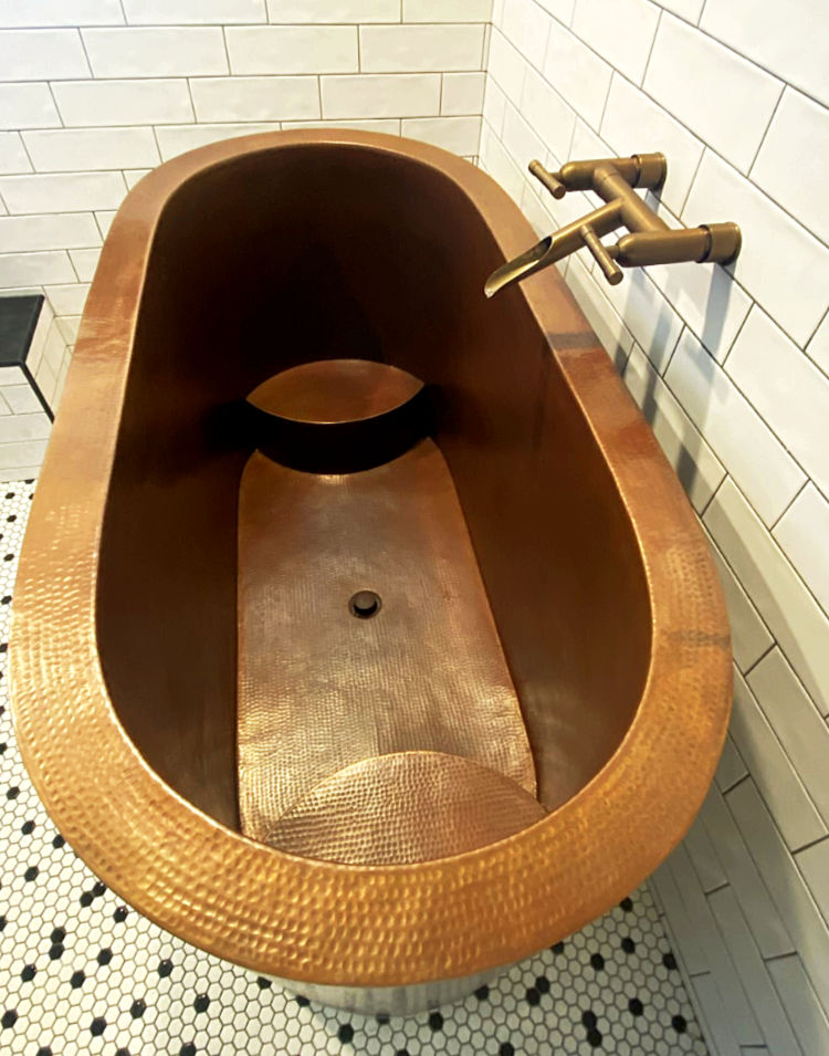 Oval Japanese Style Double Wall Copper Bathtub by SoLuna